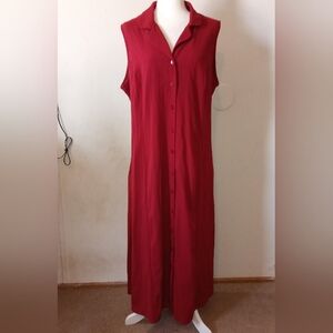 Kathie Lee Woman Sleeveless Collard Brick Red Button-Down Dress Size 22/24